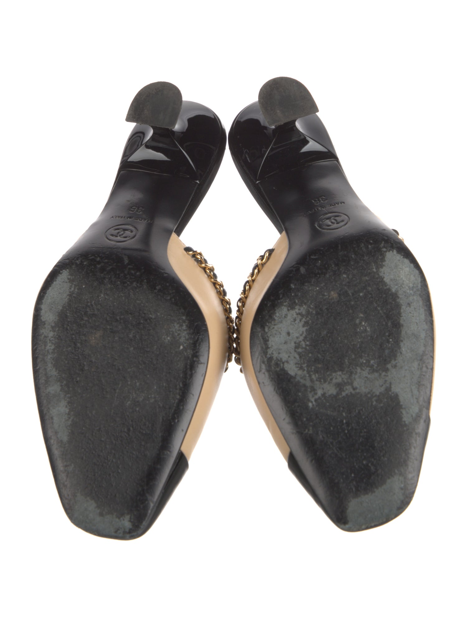 Chanel Interlocking CC Logo Leather Slides